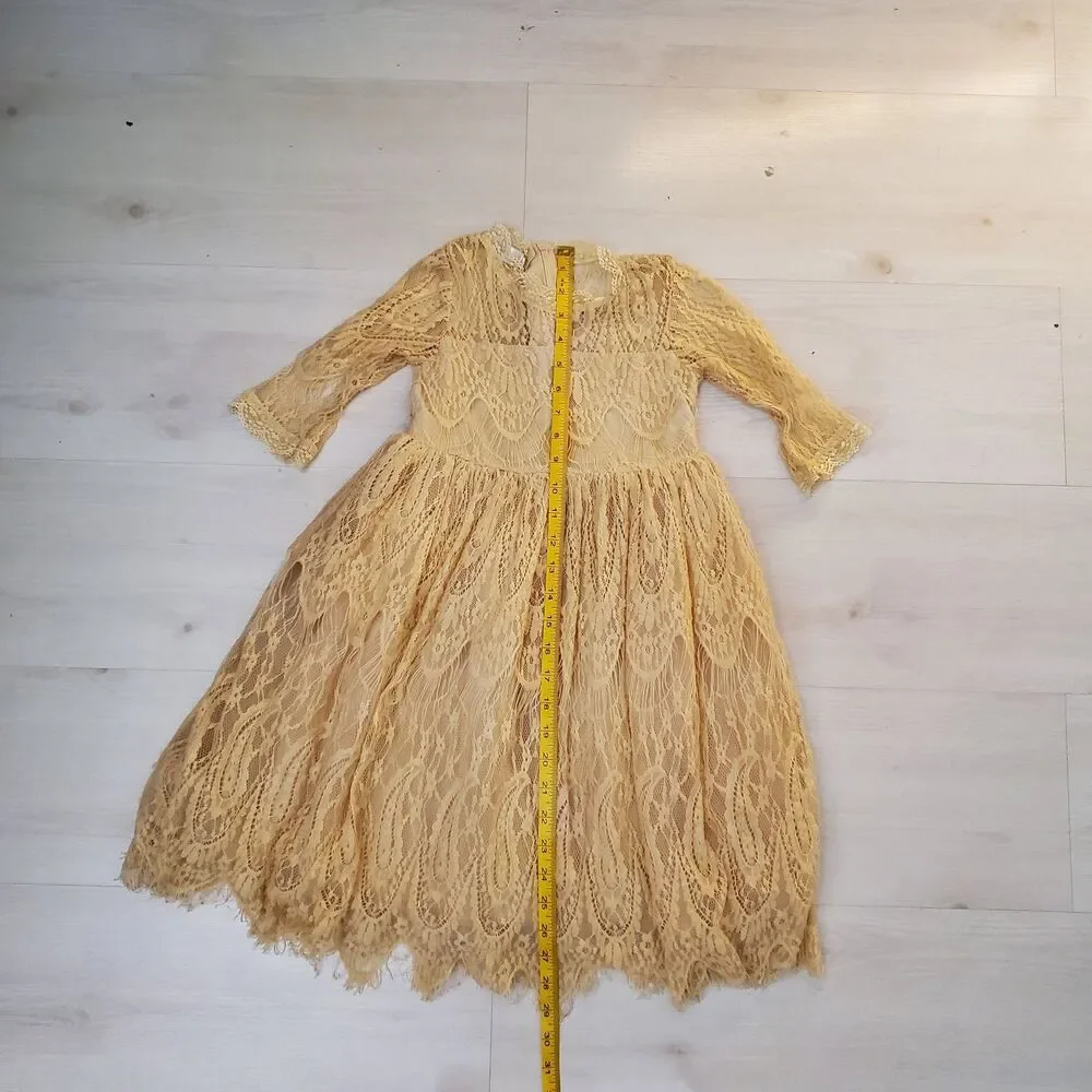 Trish Scully Bella Rafaela Dress Butterscotch Sz 7 Vintage-Inspired Flower Girl